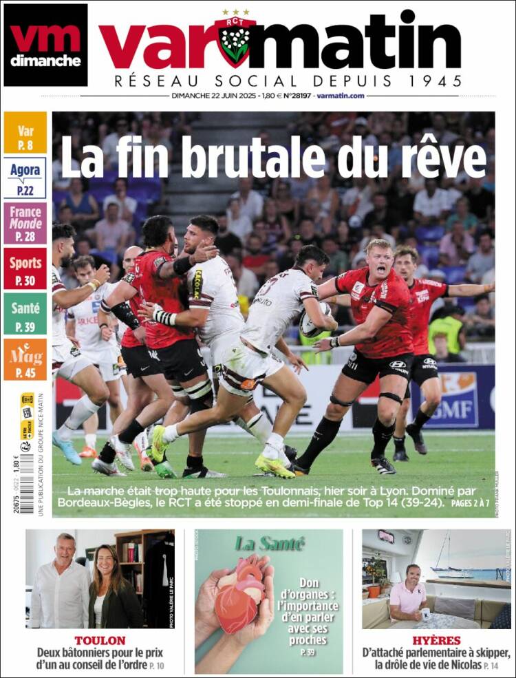 Portada de Var-Matin (Francia)