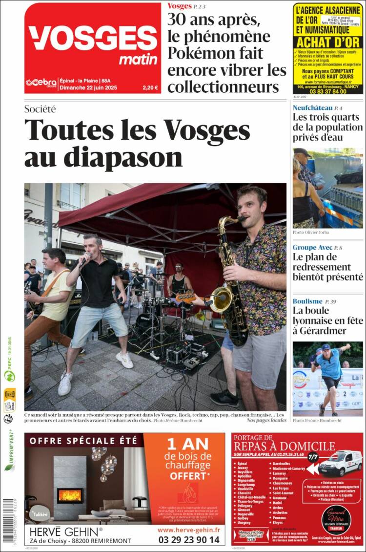 Portada de Vosges Matin (France)