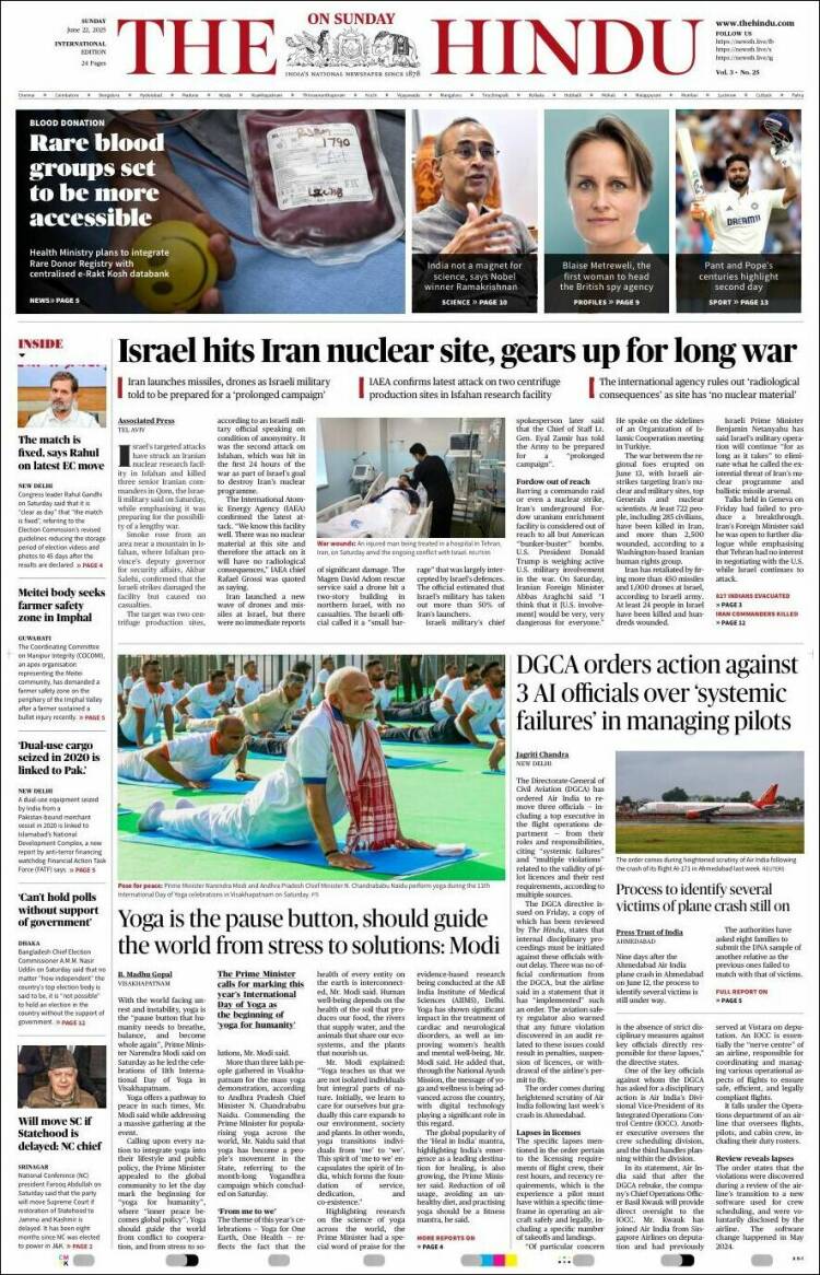Portada de The Hindu (India)