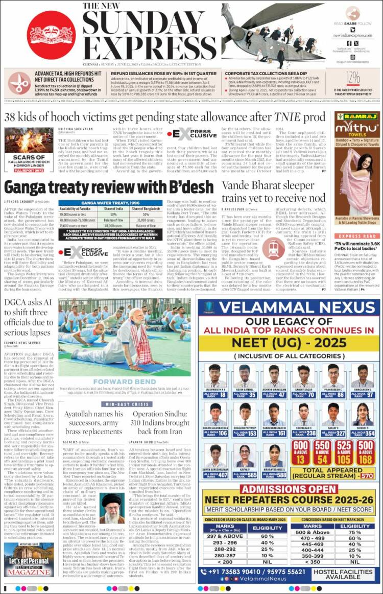 Portada de New Indian Express (India)