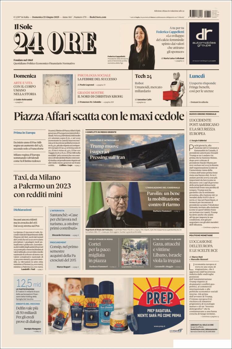Portada de Il Sole 24 ORE (Italia)