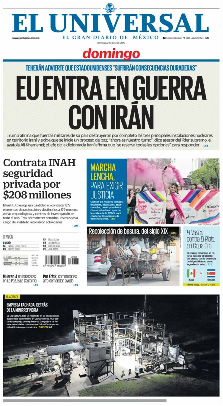 Portada de El Universal (México)