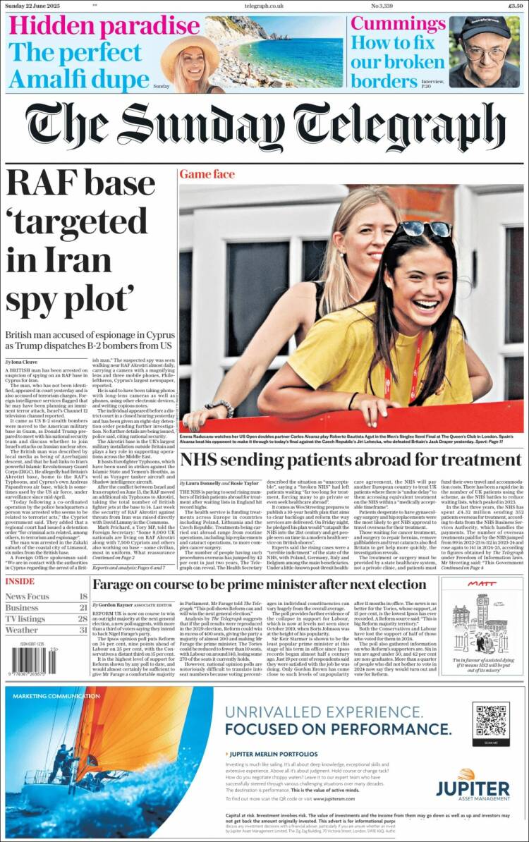 Portada de Daily Telegraph (Reino Unido)
