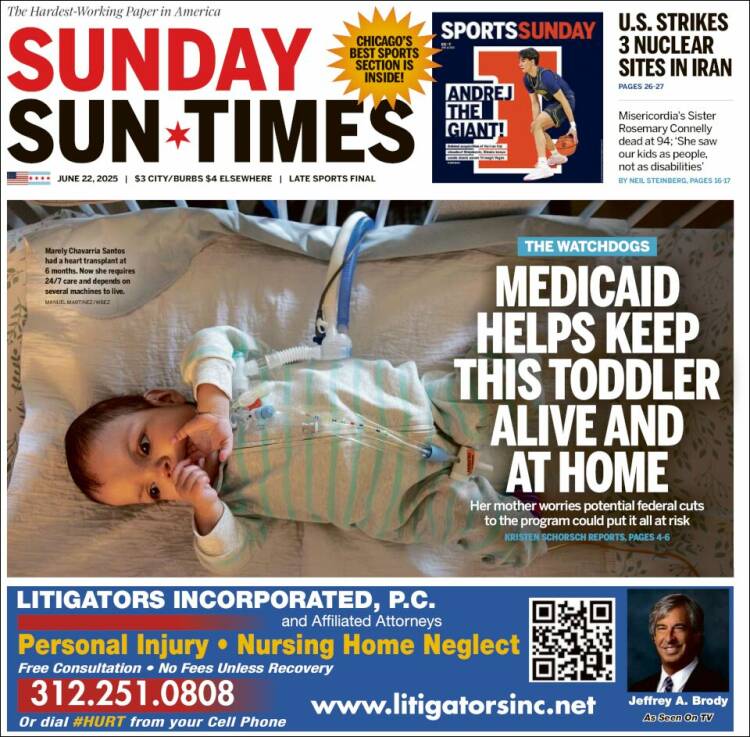 Portada de Chicago Sun-Times (USA)