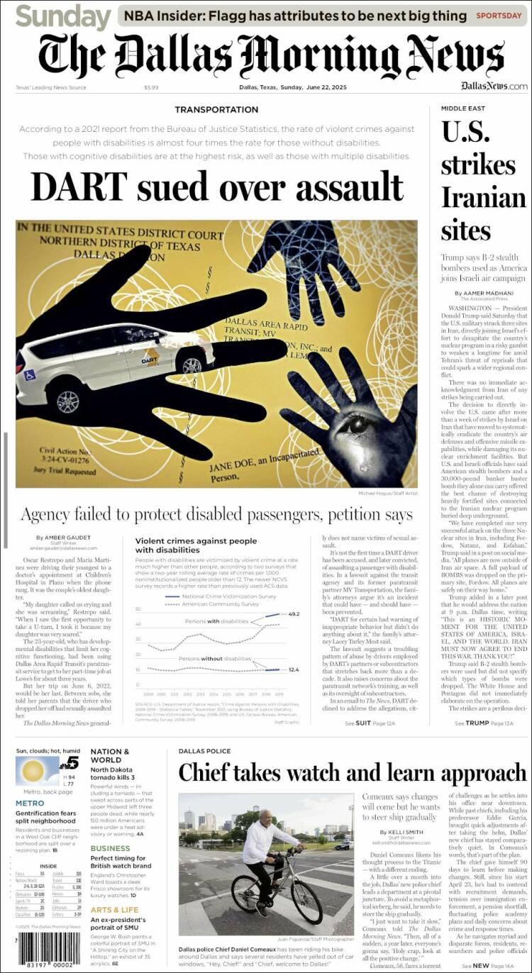 Portada de Dallas Morning News (USA)