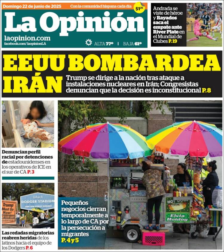Portada de La Opinión (USA)
