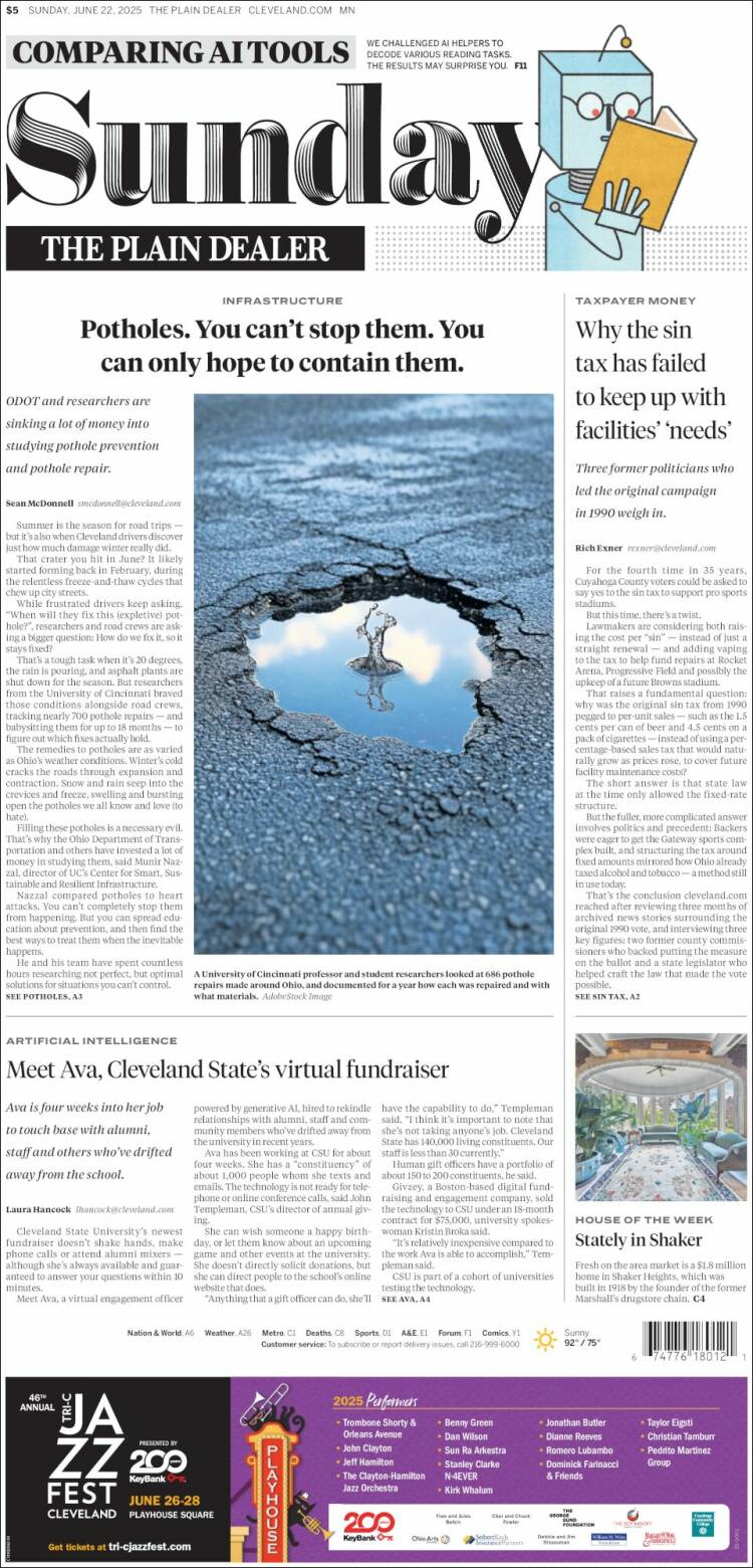 Portada de The Plain Dealer (USA)