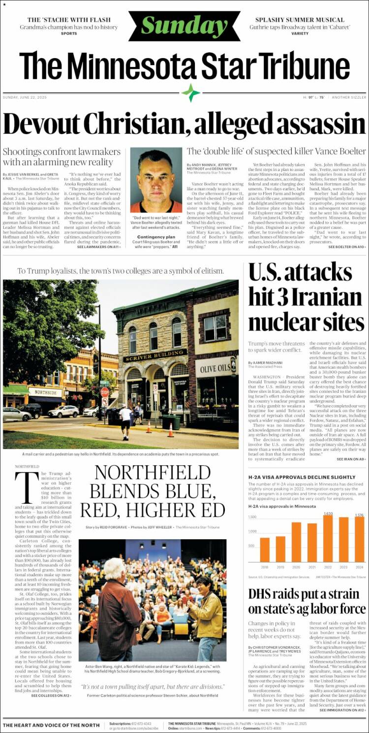 Portada de Star Tribune (USA)
