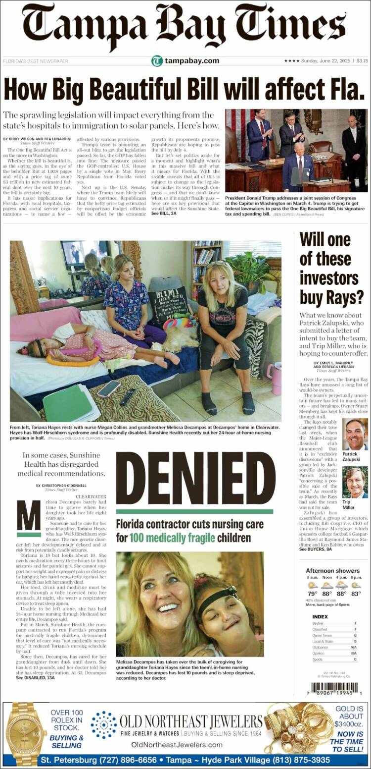 Portada de Tampa Bay Times (USA)