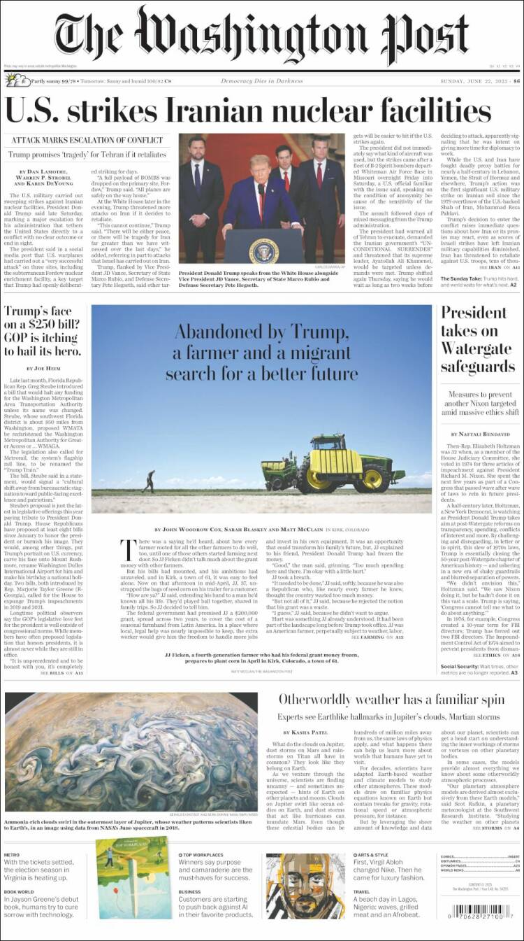 Portada de The Washington Post (USA)
