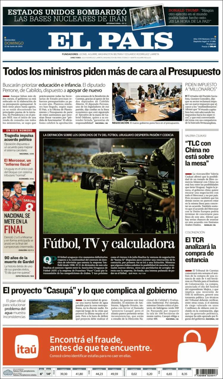 Portada de El País (Uruguay)