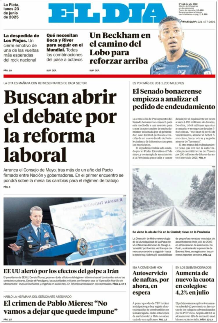 Portada de El Día de la Plata (Argentina)