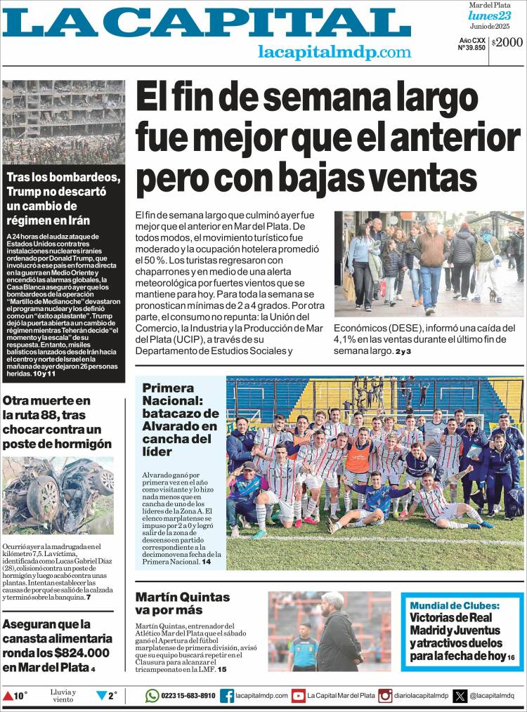 Portada de Diario La Capital - Mar del Plata (Argentina)