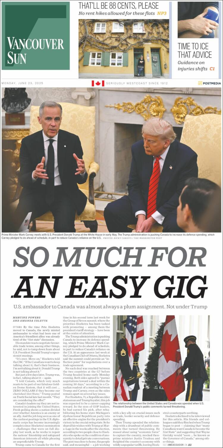 Portada de The Vancouver Sun (Canadá)