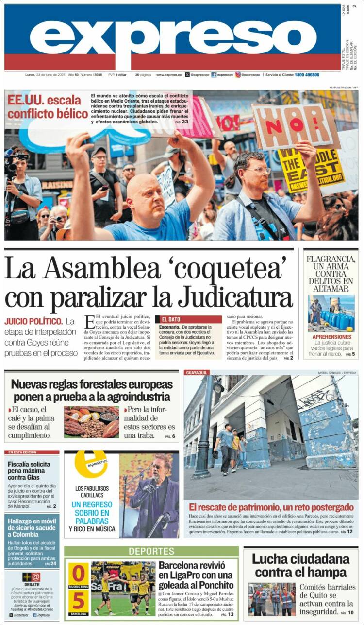 Portada de Expreso (Ecuador)