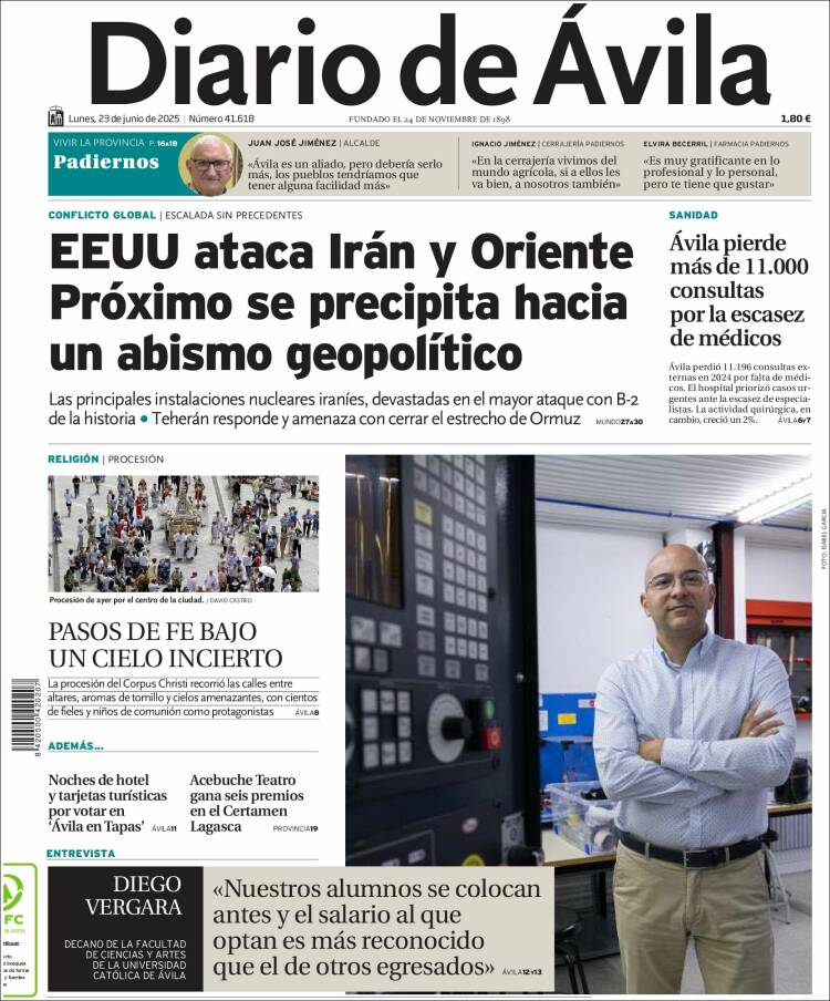 Portada de Diario de Ávila (España)