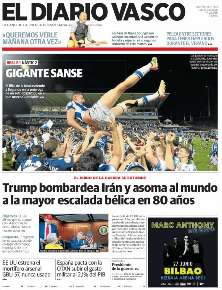Portada de Diario Vasco (España)