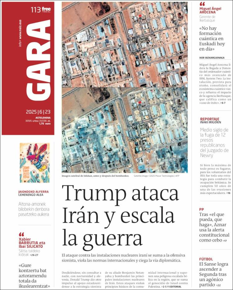 Portada de Gara (España)