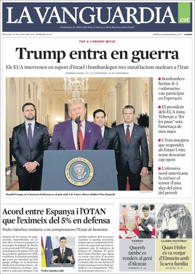 Portada de La Vanguardia (Spain)