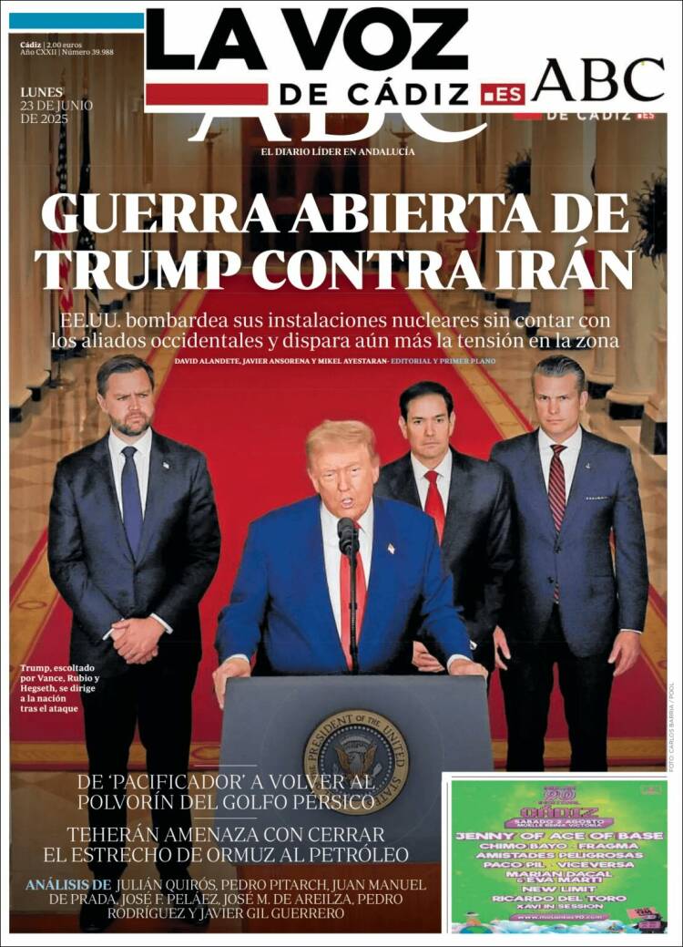 Portada de La Voz de Cádiz (España)