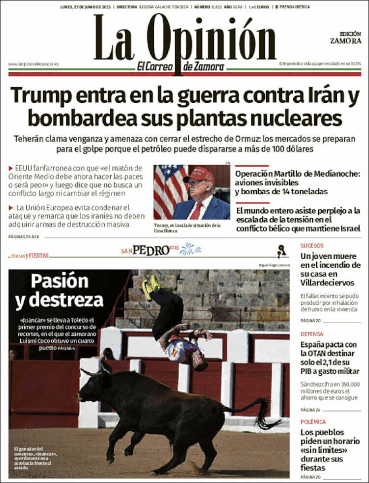 Portada de La Opinión - El Correo de Zamora (España)