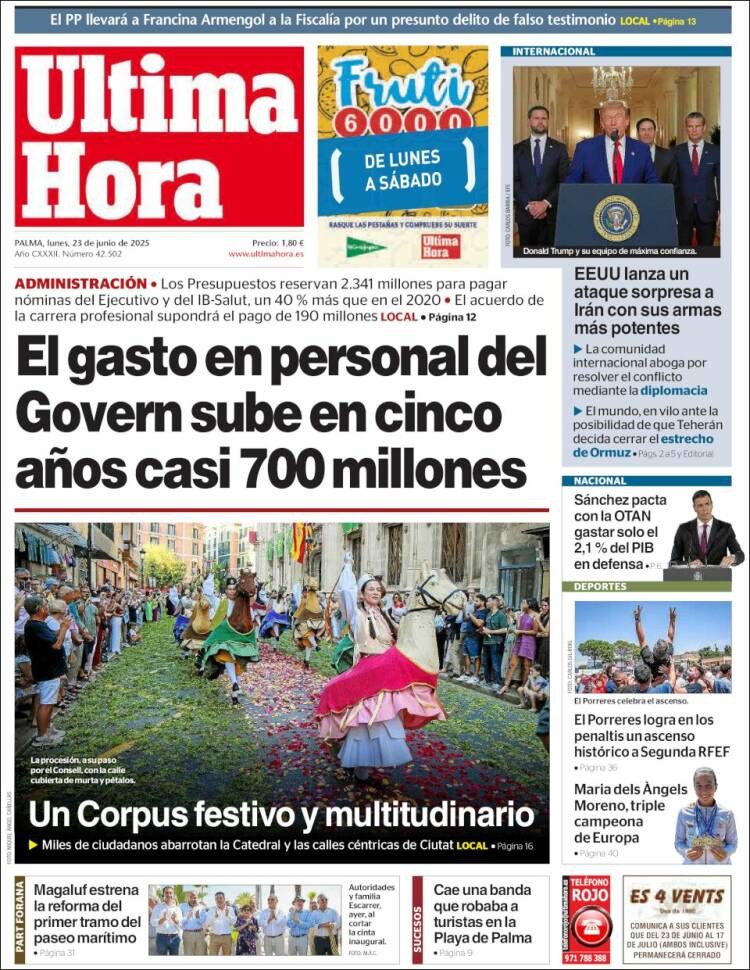 Portada de Última Hora (Spain)