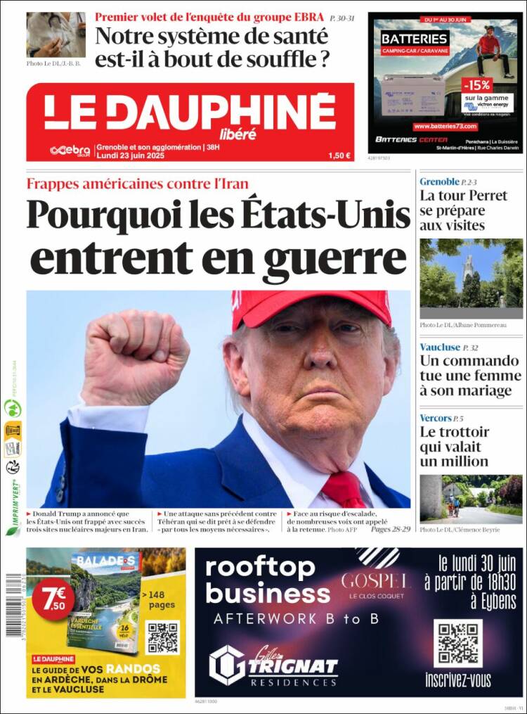 Portada de Le Dauphiné Libéré (Francia)