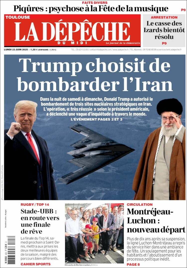 Portada de La Dépêche du Midi (Francia)