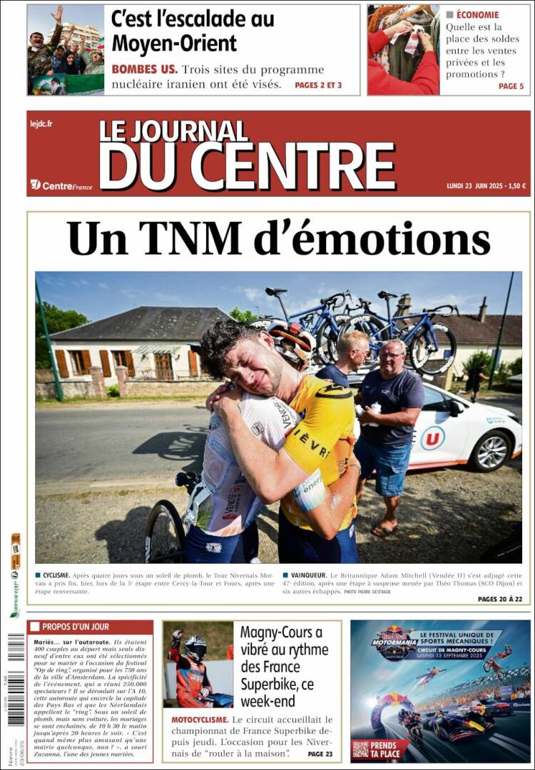 Portada de Le Journal du Centre (Francia)