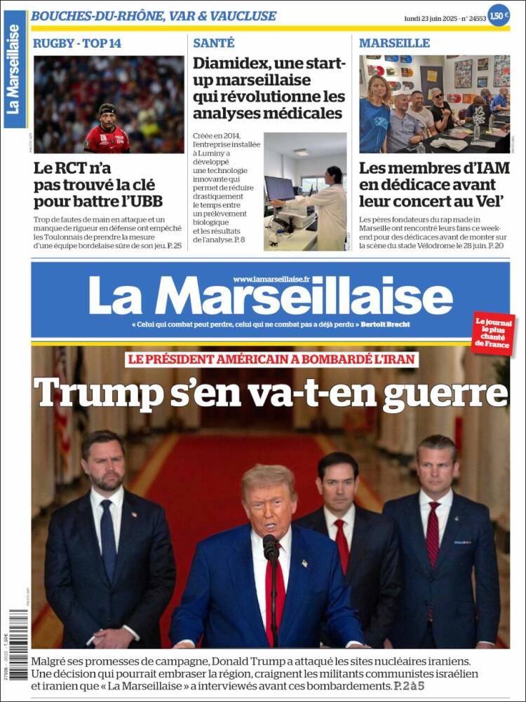 Portada de La Marseillaise (Francia)