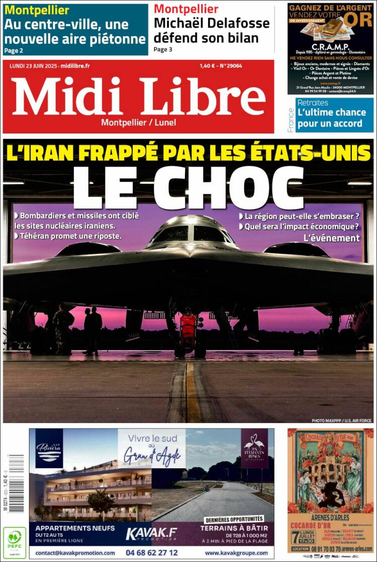 Portada de Midi Libre (Francia)