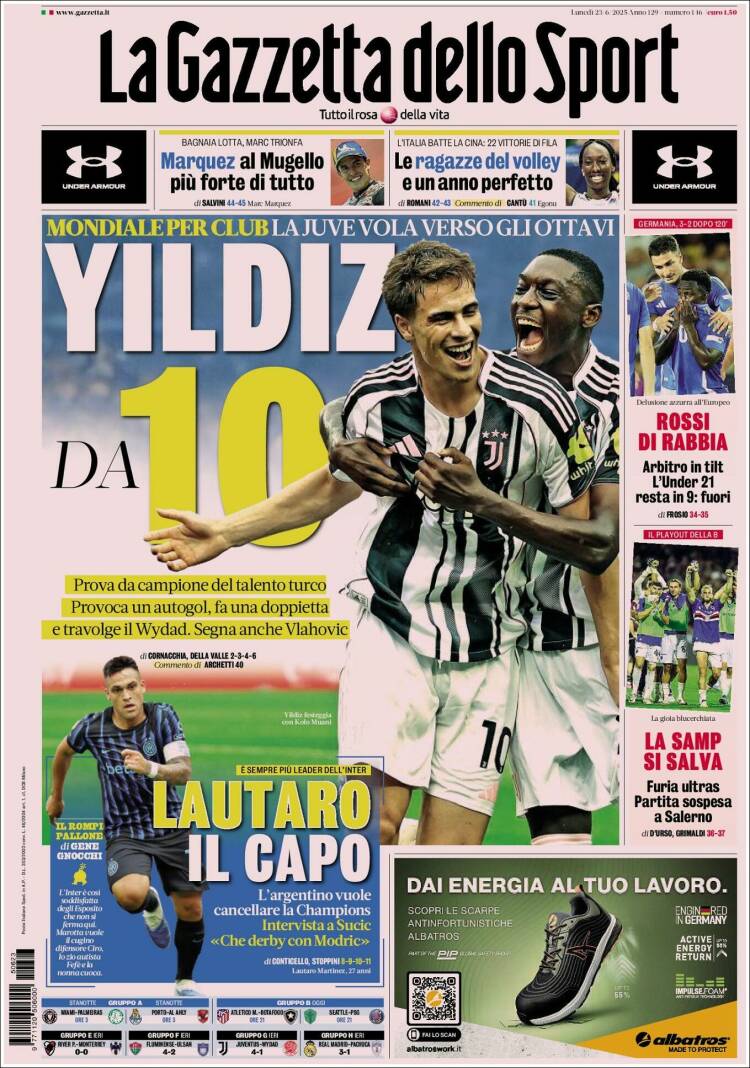 Portada de La Gazzetta dello Sport (Italia)