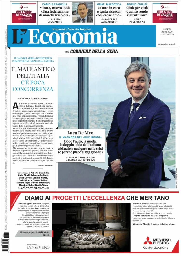 Portada de L'Economia (Italia)