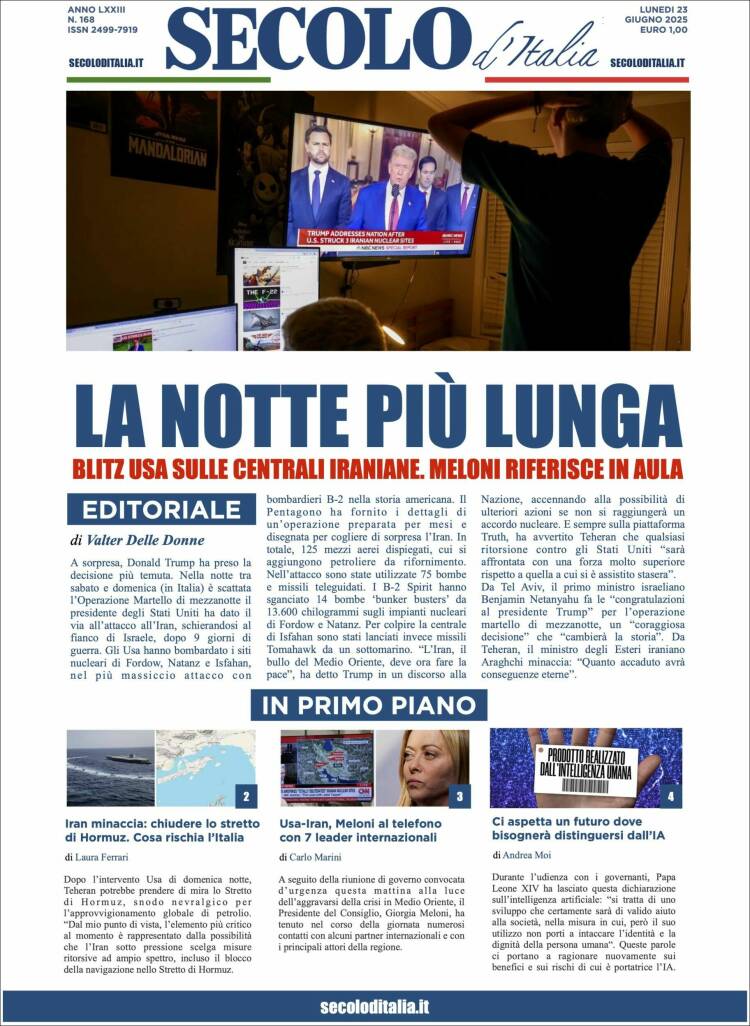 Portada de Secolo d'Italia (Italia)