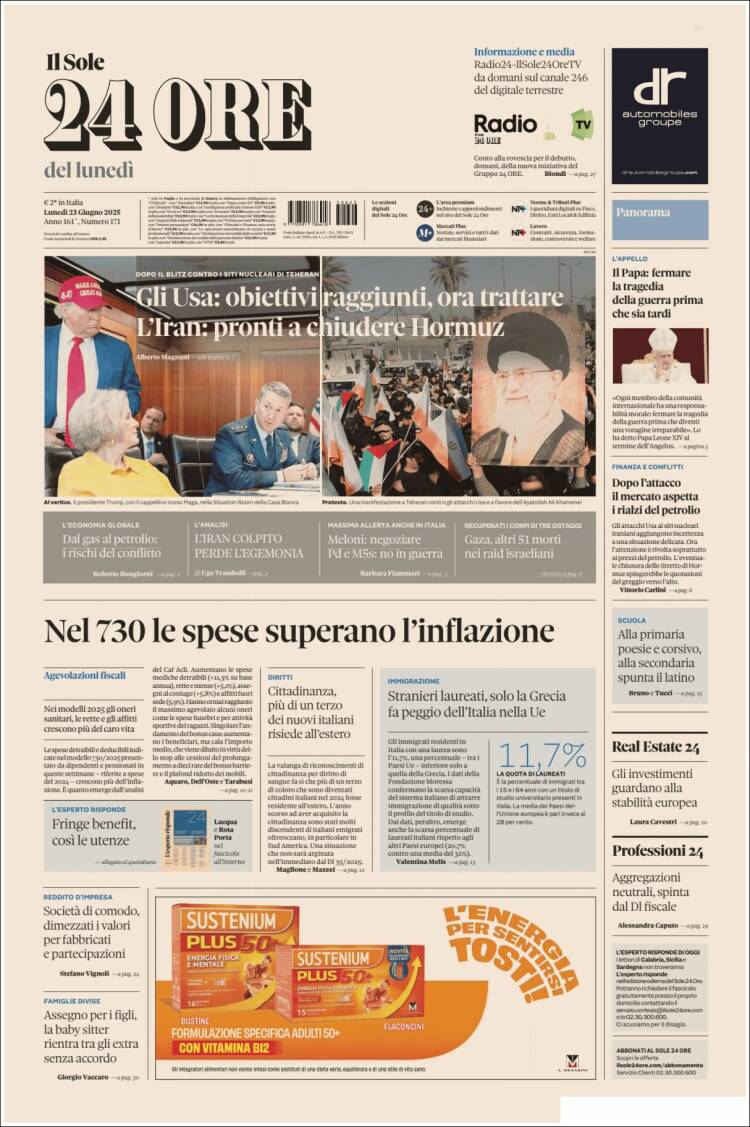 Portada de Il Sole 24 ORE (Italia)
