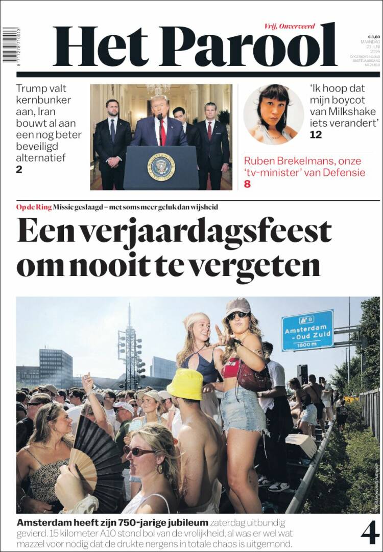 Portada de Het Parool (Países Bajos)