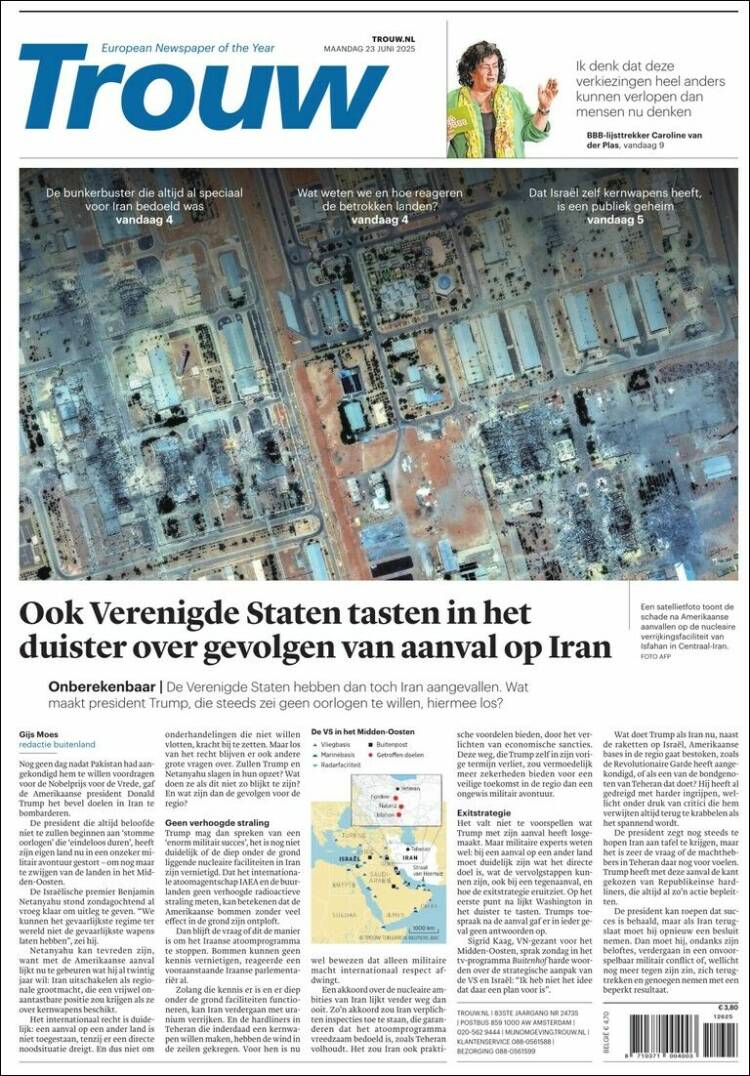 Portada de Trouw (Países Bajos)
