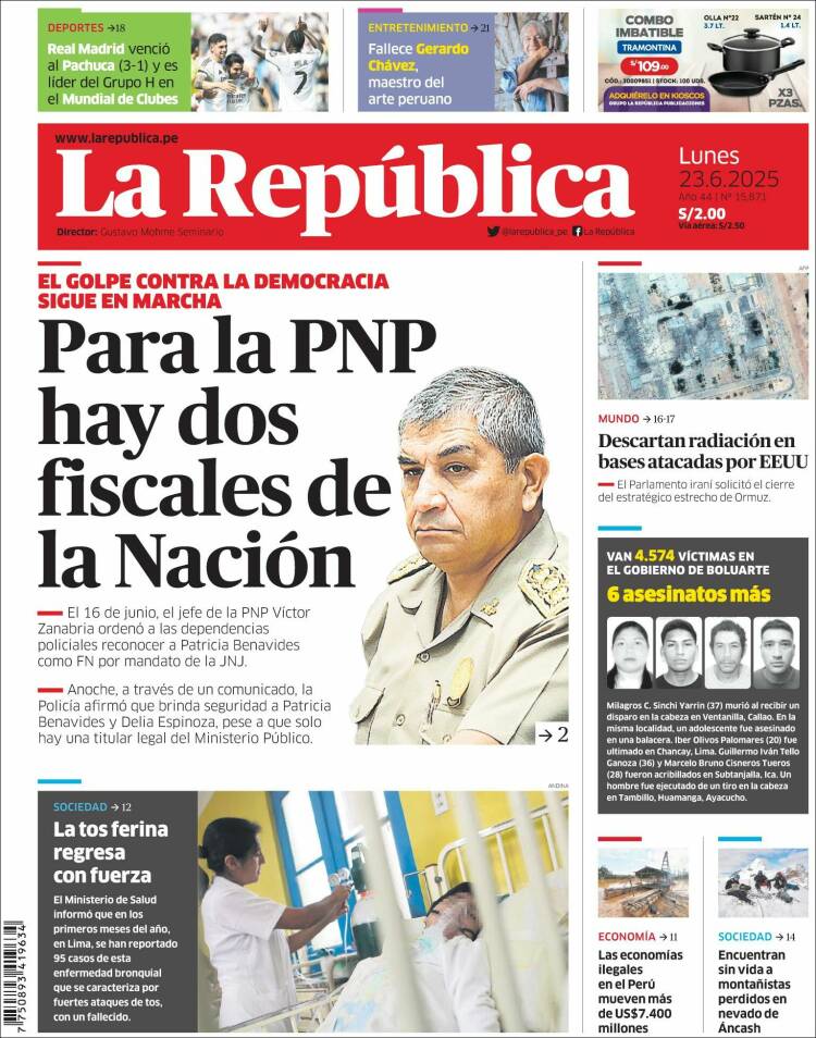 Portada de La Republica (Peru)