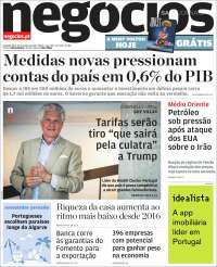 Portada de Jornal de Negócios (Portugal)