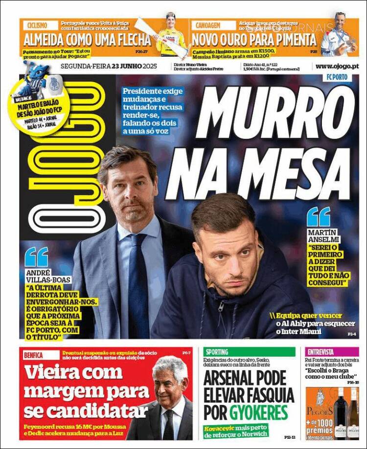 Portada de O Jogo (Portugal)