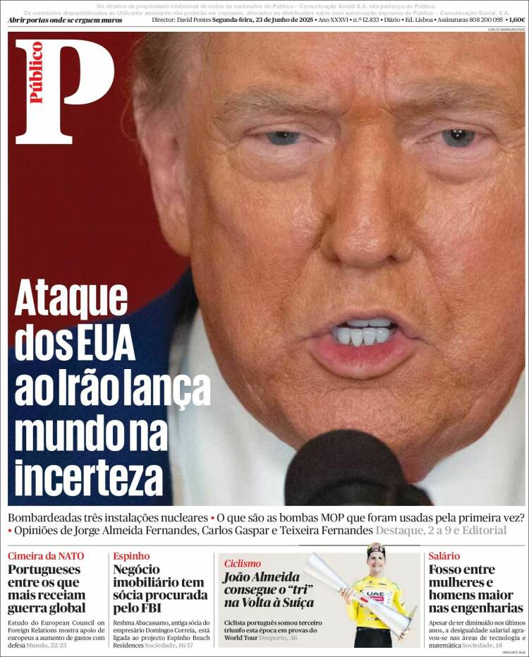 Portada de Público (Portugal)