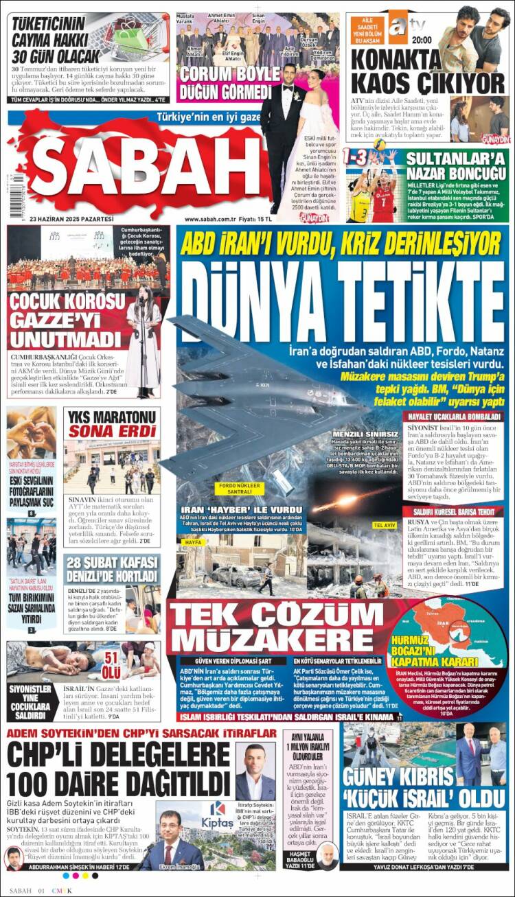 Portada de Sabah (Turquía)
