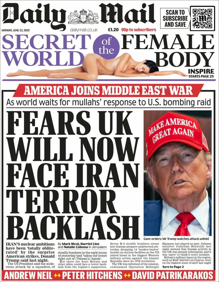 Portada de Daily Mail (Reino Unido)