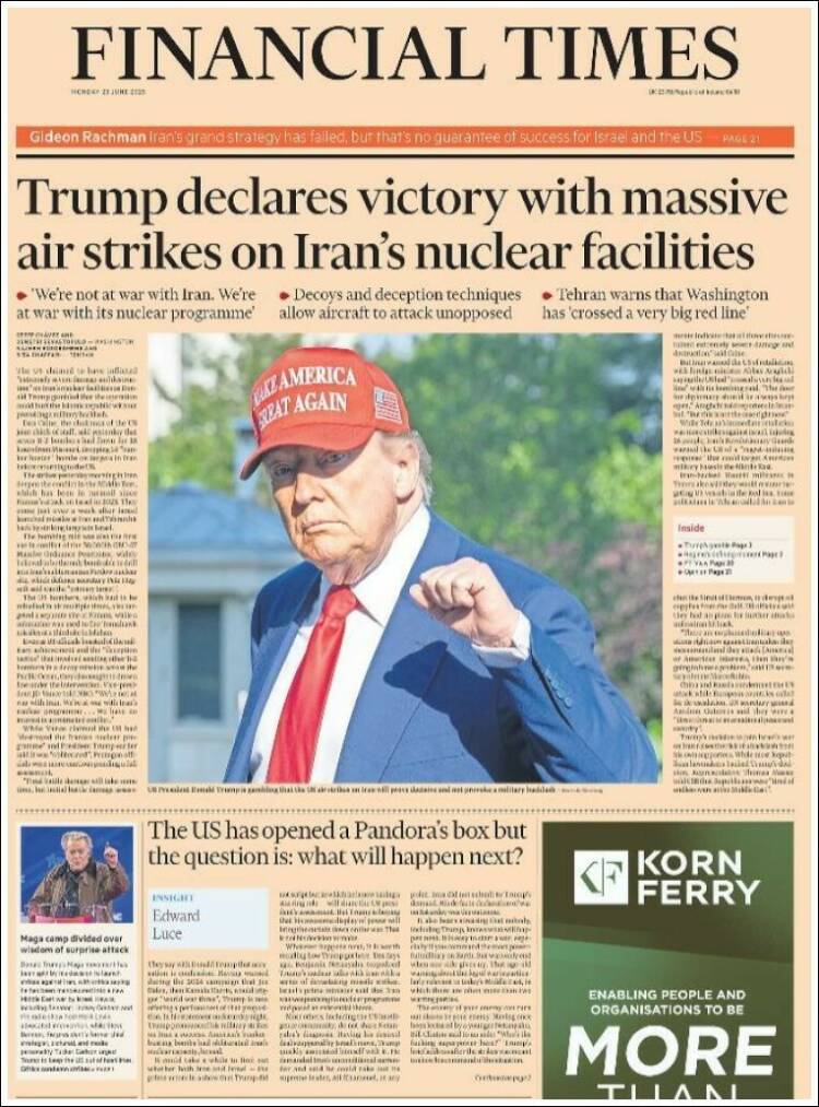 Portada de Financial Times (Reino Unido)