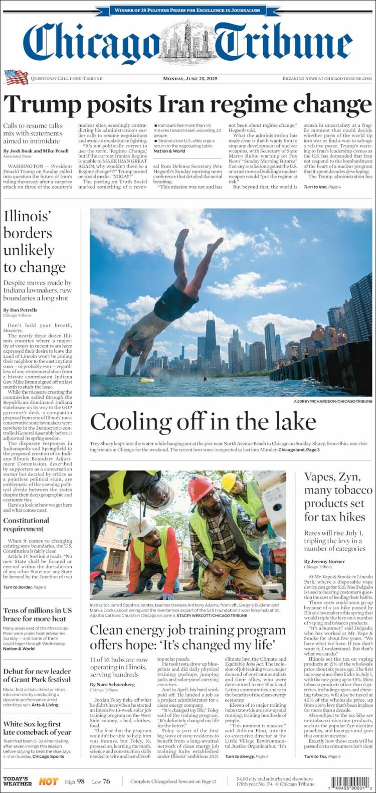 Portada de Chicago Tribune (USA)