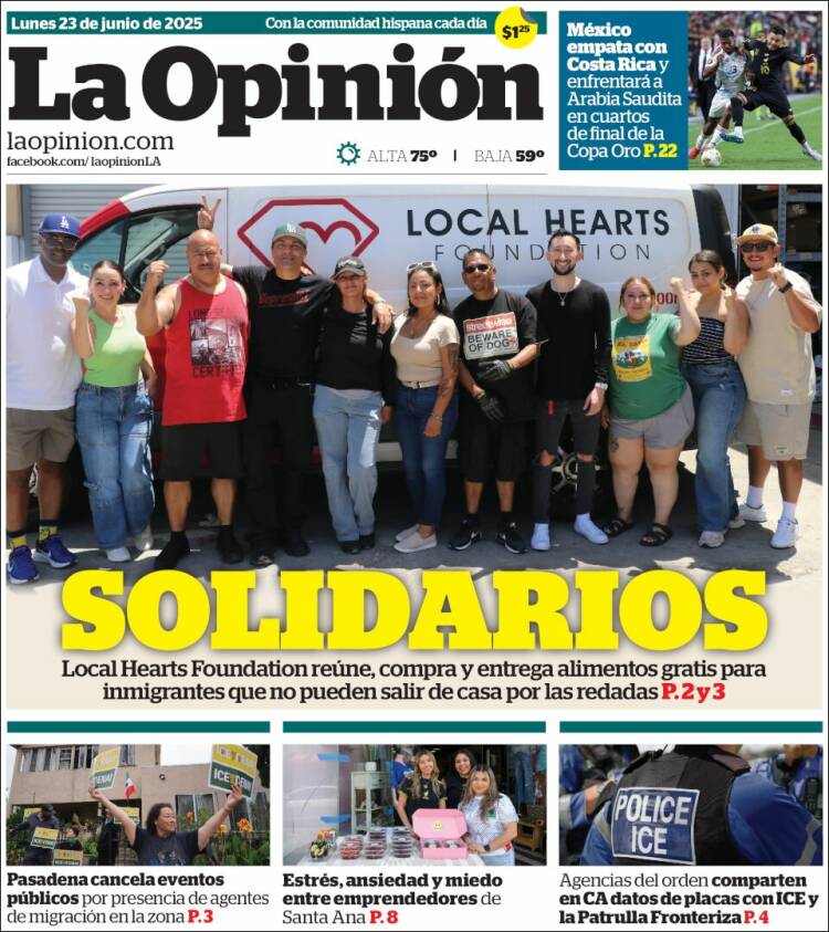 Portada de La Opinión (USA)