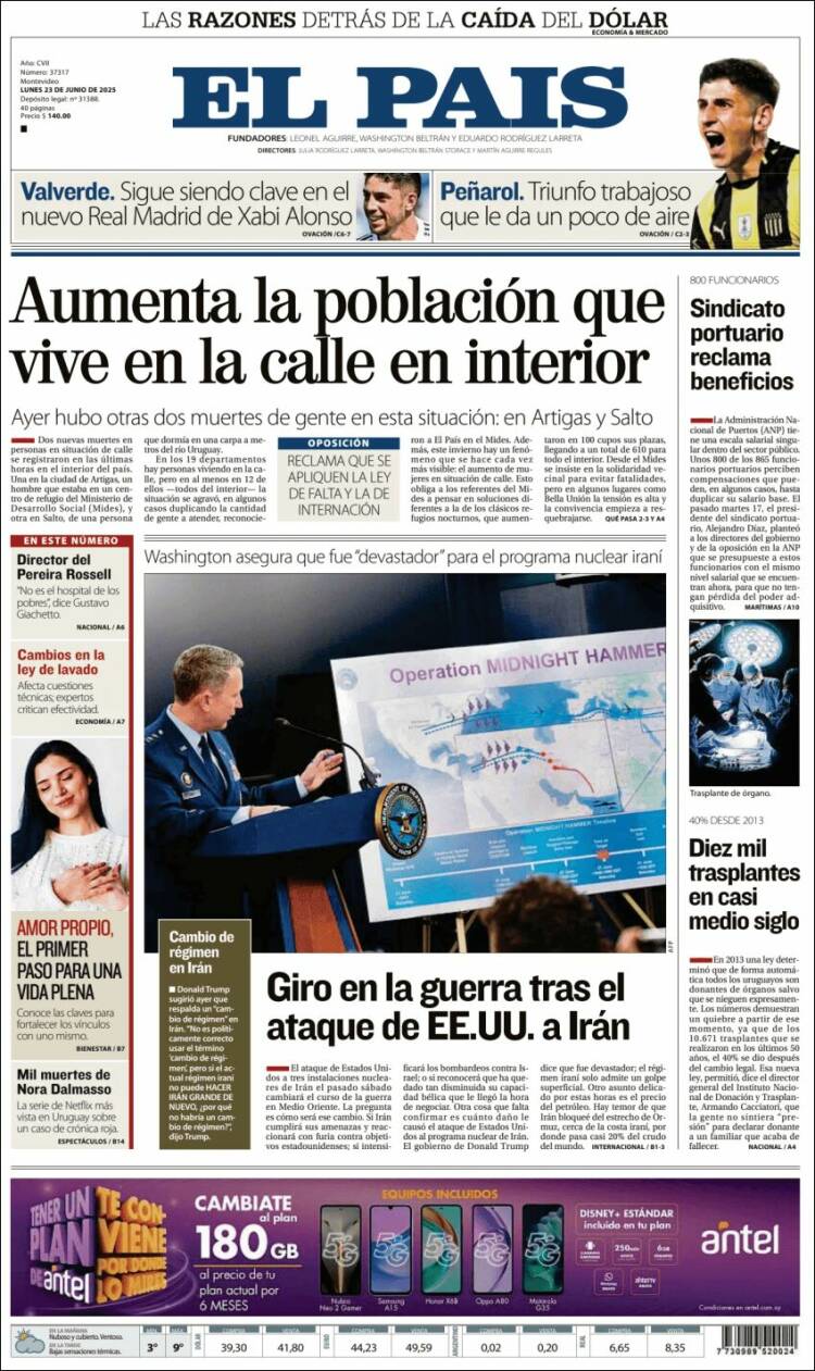 Portada de El País (Uruguay)