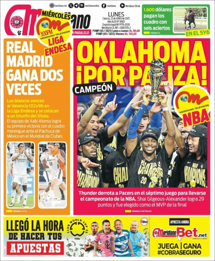 Portada de Meridiano (Venezuela)