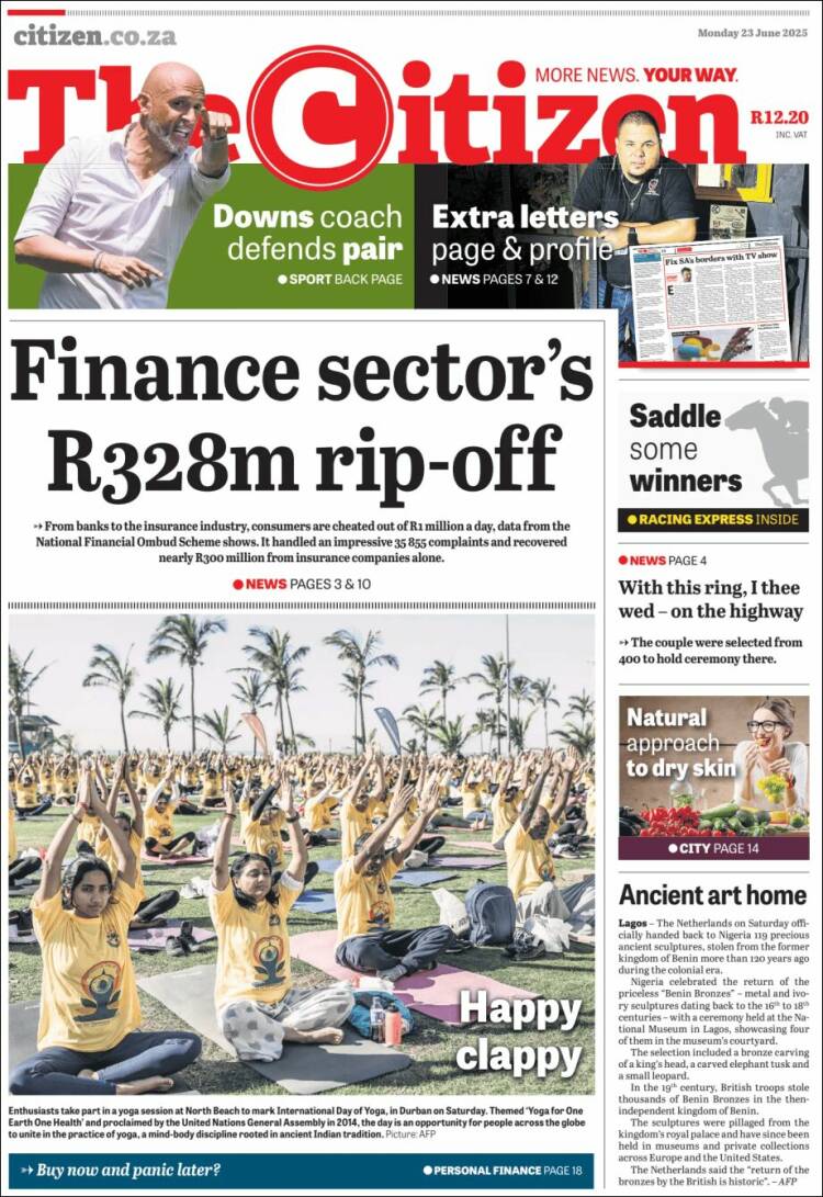 Portada de The Citizen (Sudáfrica)