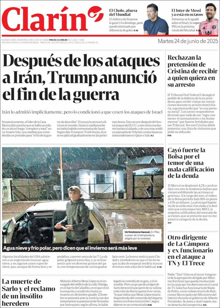 Portada de Clarín (Argentina)